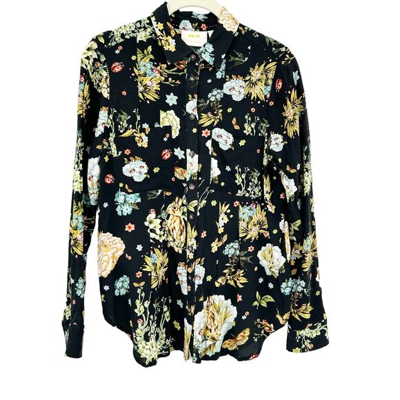 MAEVE By Anthropologie Womens Whimsy Floral Print Button Down Blouse Size 4 - Picture 2 of 8